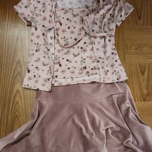 Floral Pink Top and Skirt Set